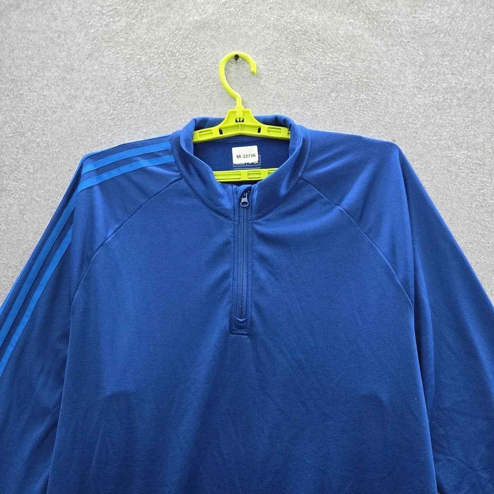 Adidas Men Activewear Top 2XL Blue Quarter Zip Long Sleeve‎